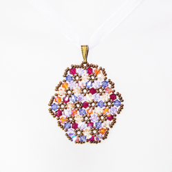 Pendant 45cm - Terence Oval-Violet Organza - Pendant 45cm - Laiton bronze